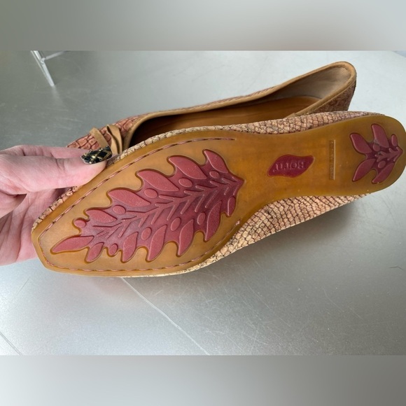 Born Snakeskin Flats Leather Toe Red Brown Work Wear Comfort Womens Size 10 - Picture 3 of 6